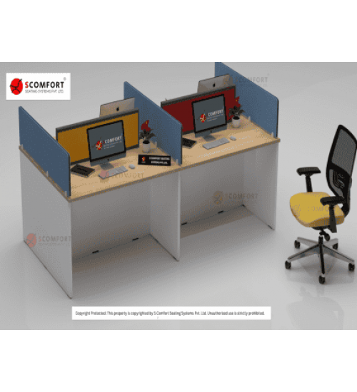 Scomfort SC-WRT9 4-Seater Workstation, 35MM Board, Fabric Div